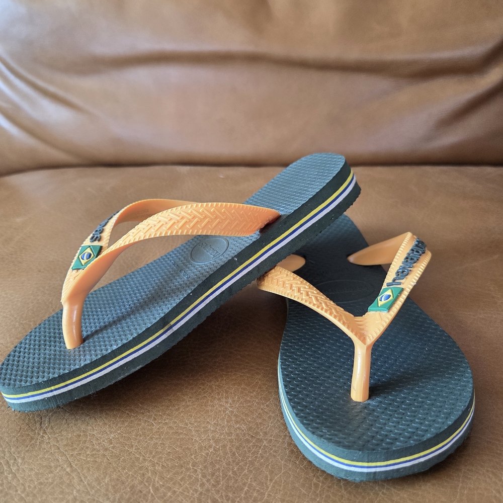 Havaianas Kids Flip Flops - Green and Orange